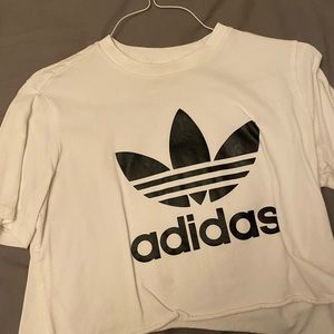 Black and white adidas cropped tee